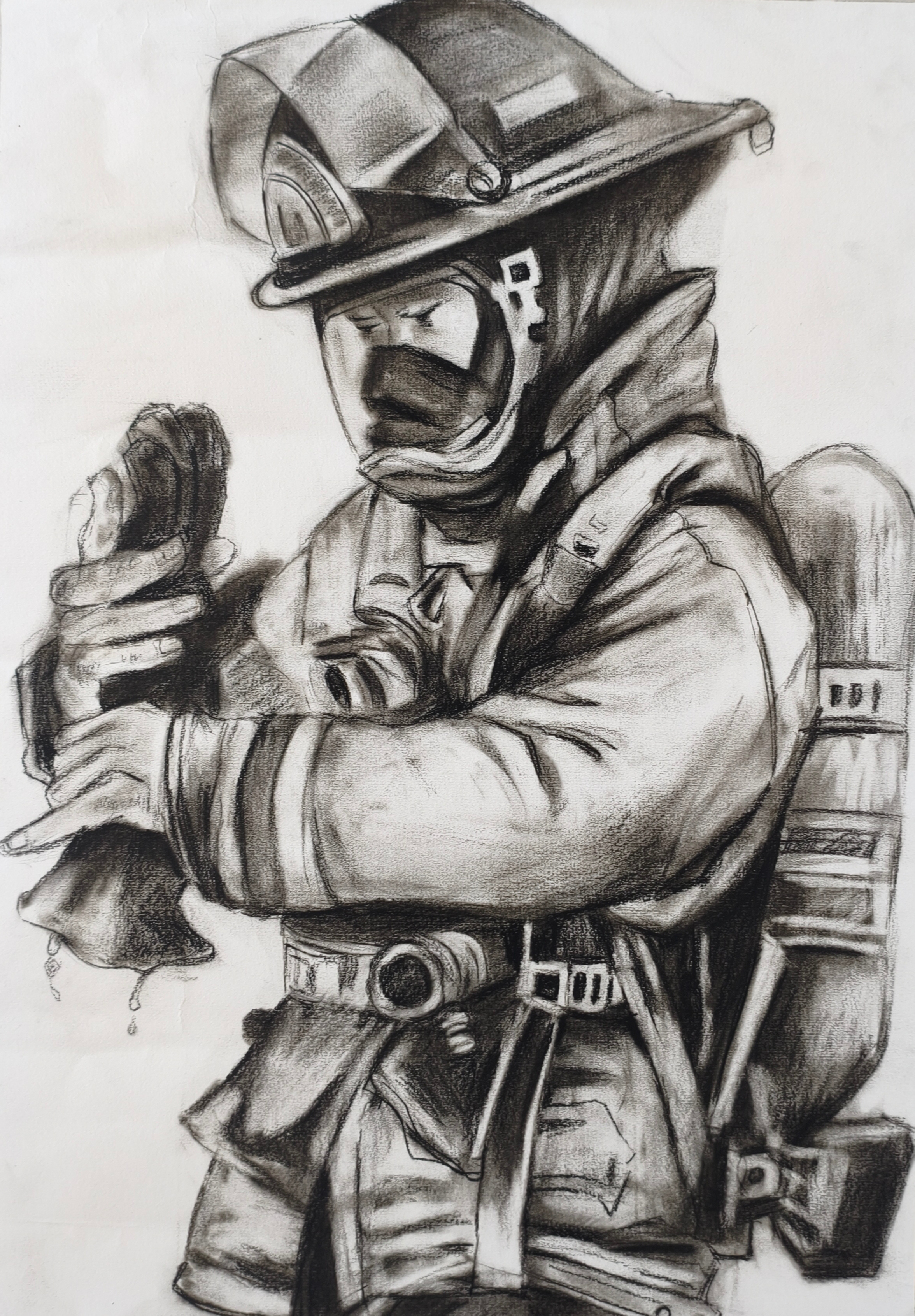 消防员训练之后的情景